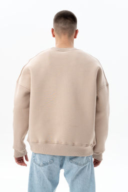 Джемпер свитшот из мягкого хлопкового футера с начёсом св.бежевый - Solo mio фото 7