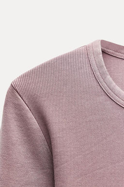 LONG SLEEVE WASHED EFFECT RIBBED T-SHIRT - Zara фото 31