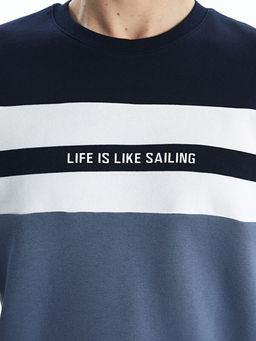 Bisiklet Yaka Uzun Kollu Renk Bloklu Erkek Sweatshirt