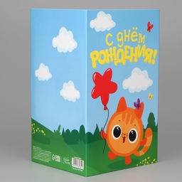 Цена за 5 шт. Объёмная открытка С Днём рождения, котик, 12 х 18 см - Дарите счастье фото 2