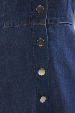 TRENDYOLMILLA Mavi Etegi F?rf?rl? Halter Yaka Midi Denim Elbise TWOSS25EL00601  фото 3