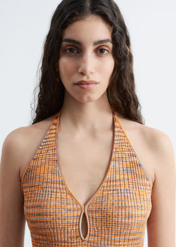 Vestido midi jaspeado con cuello halter - H&m фото 7