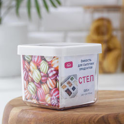 Контейнер для сыпучих продуктов «Степ», 650 мл, 10×10×9,5, цвет белый