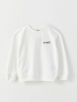 Bisiklet Yaka Atat?rk ?mza Bask?l? Uzun Kollu K?z ?ocuk Sweatshirt