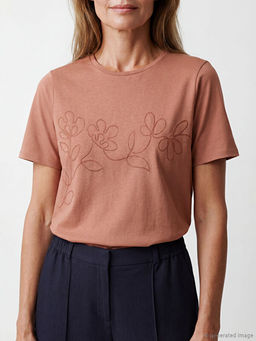 Bisiklet Yaka Nak??l? Kad?n Ti??rt