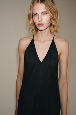 VESTIDO DRAPEADO SATINADO ZW COLLECTION / Negro - Zara фото 6