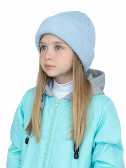 Шапка вязаная двухслойная светлоголубая