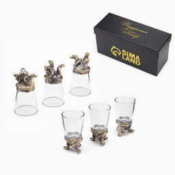 Рюмки для водки «Змеи», набор на 3 персоны, стопка 30 мл, цвет бронза