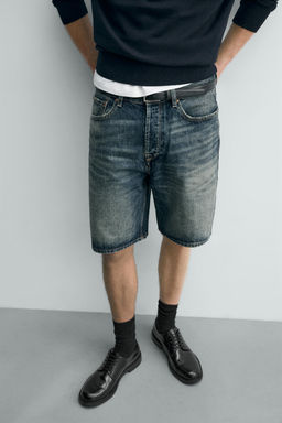 BERMUDA DENIM STRAIGHT FIT / Azul / Verde - Zara фото 5