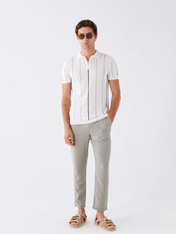 Polo Yaka K?sa Kollu ?izgili Erkek Triko Kazak