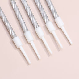 Набор свечи в торт Спираль, 200шт, 5 см, серебряный металлик - Страна карнавалия фото 7