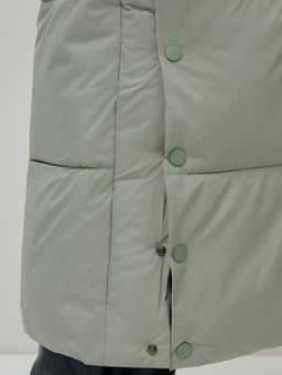 Пальто утепленное стеганное зимнее с капюшоном женское зеленого цвета 9611Z - Mtforce фото 9