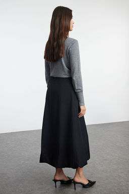 TRENDYOLMILLA Siyah Basic Etek Ucu Balon Maxi Boy Dokuma Etek TWOSS24ET00228 фото 5