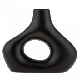 Ваза керамическая "Каир" 320мл, 16,5х5см h14см, д/горла - 3см, фактурный глянец, цвет - черный, в коробке (Китай)