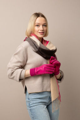 Перчатки из экокожи, экозамши и шерсти