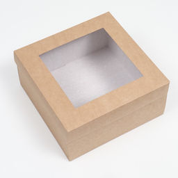 Цена за 5 шт. Коробка складная, крышка-дно,с окном, крафт, 25 х 25 х 12 см - UPAK LAND фото 2