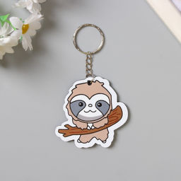 Цена за 12 шт. Брелок для ключей на кольце «Ленивец на ветке», EVA блеск, 5×6 см