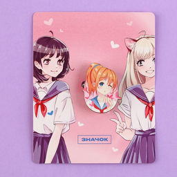 Цена за 2 шт. Значок деревянный Школьницы, аниме, 2.6?3.3 см