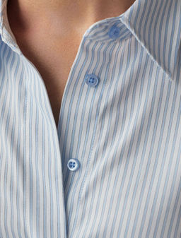 Укороченная блузка в полоску из эластичного хлопка - Vilatte фото 6