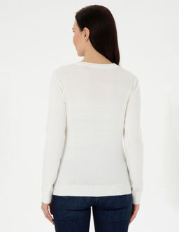 Ekru Slim Fit Basic Kazak