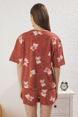 Trendyolmilla Pembe %100 Pamuklu Ay?c?kl? Sortlu Orme Pijama Tak?m? THMSS25PT00367  фото 5