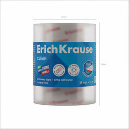 Цена за 1 шт. Набор из 4 клейких лент ErichKrause Clear, 18ммх33м, прозрачный (в пленке)