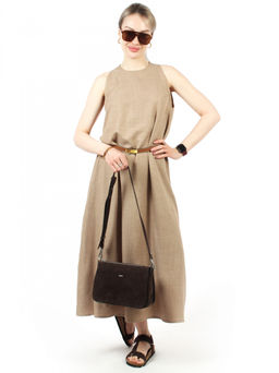 LACCOMA сумка АС2061Ф-коричневый натуральная замша хлопок