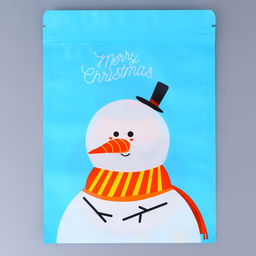 Цена за 50 шт. Пакет подарочный новогодний, с zip-lock застежкой, «Снеговик с шарфом», 16×21.5±1 см