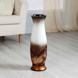 Ваза для цветов напольная «Патаянс», 16×59 см, d внутренний 13 см, керамика, бело-коричневая