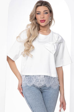 Блуза с бантом (белая) Б8871 - Lt collection фото 13