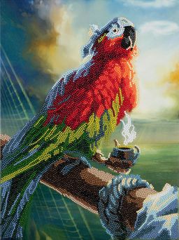 Кристальная (алмазная) мозаика ФРЕЯ ALPD-038 на подрамнике Попугай Флинта 30 х 40 см