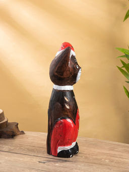 Фигура интерьерная «Кот новогодний», 14×10×40 см, дерево