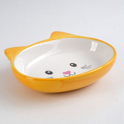 Миска керамическая овальная Кошачья мордочка 200 мл 14 х 12 х 3,5 см, жёлто-оранжевая - Пижон фото 2