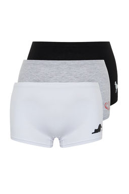 Trendyolmilla Siyah-Beyaz-Gri 3lu Paket Pamuklu Bask?l? Boyshort Orme Kulot THMSS24KU00028 фото 7