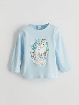 Bisiklet Yaka Bask?l? K?z ?ocuk Pijama Tak?m?