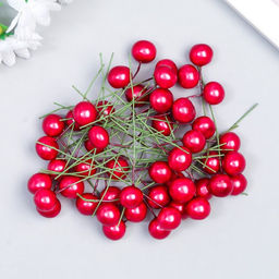 Цена за 50 шт. Тычинки для цветов «Шарик жемчужно-малиновый», d=1.2 см, 6×1.2×1.2 см