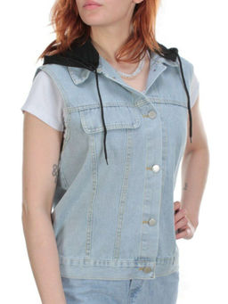 803 BLUE/BLACK Джинсовый жилет женский (100% хлопок)