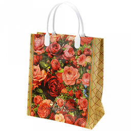 Пакет подарочный мягкий пластик с пластиковой ручкой 23х27см "Анжелика", 150 мкм, ламинированный (Россия)