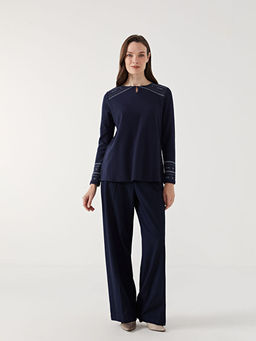 Bisiklet Yaka Desenli Kad?n Bluz