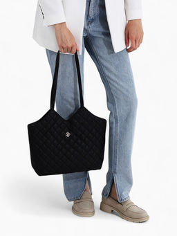 Сумка - шоппер женская на магните, 30×9×29 см, чёрная