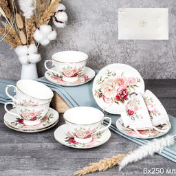 Чайный набор 12 предметов 250 мл на ножке / RS/12-FY253002 /уп 8/