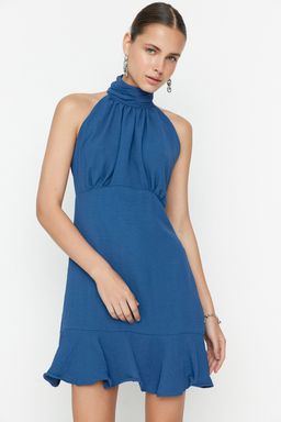 Haki Halter Yaka A Kesim Astarl? Mini Dokuma Elbise TWOSS21EL1538 - Trendyolmilla фото 8