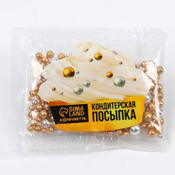 Кондитерская посыпка новогодняя для торта, золотая, серебристая, 25 г.
