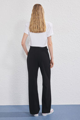 TRENDYOLMILLA Siyah Kemerli Wide Leg/Genis Paca Dokuma Pantolon TWOSS25PL00104 фото 4