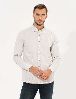 Bej Slim Fit Uzun Kollu G_mlek