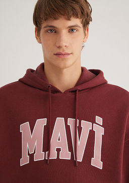 Mavi Logo Bask?l? Kapusonlu Bordo Sweatshirt  фото 6