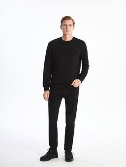 Bisiklet Yaka Uzun Kollu Erkek Kal?n Sweatshirt