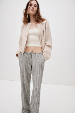 Pantal?n en mezcla de lino con cord?n de ajuste - H&m фото 8