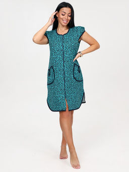 106 ЖЕНСКИЙ ХАЛАТ (Бирюза/леопард)