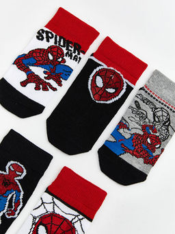 Spider-Man Desenli Erkek ?ocuk Patik ?orap 5li